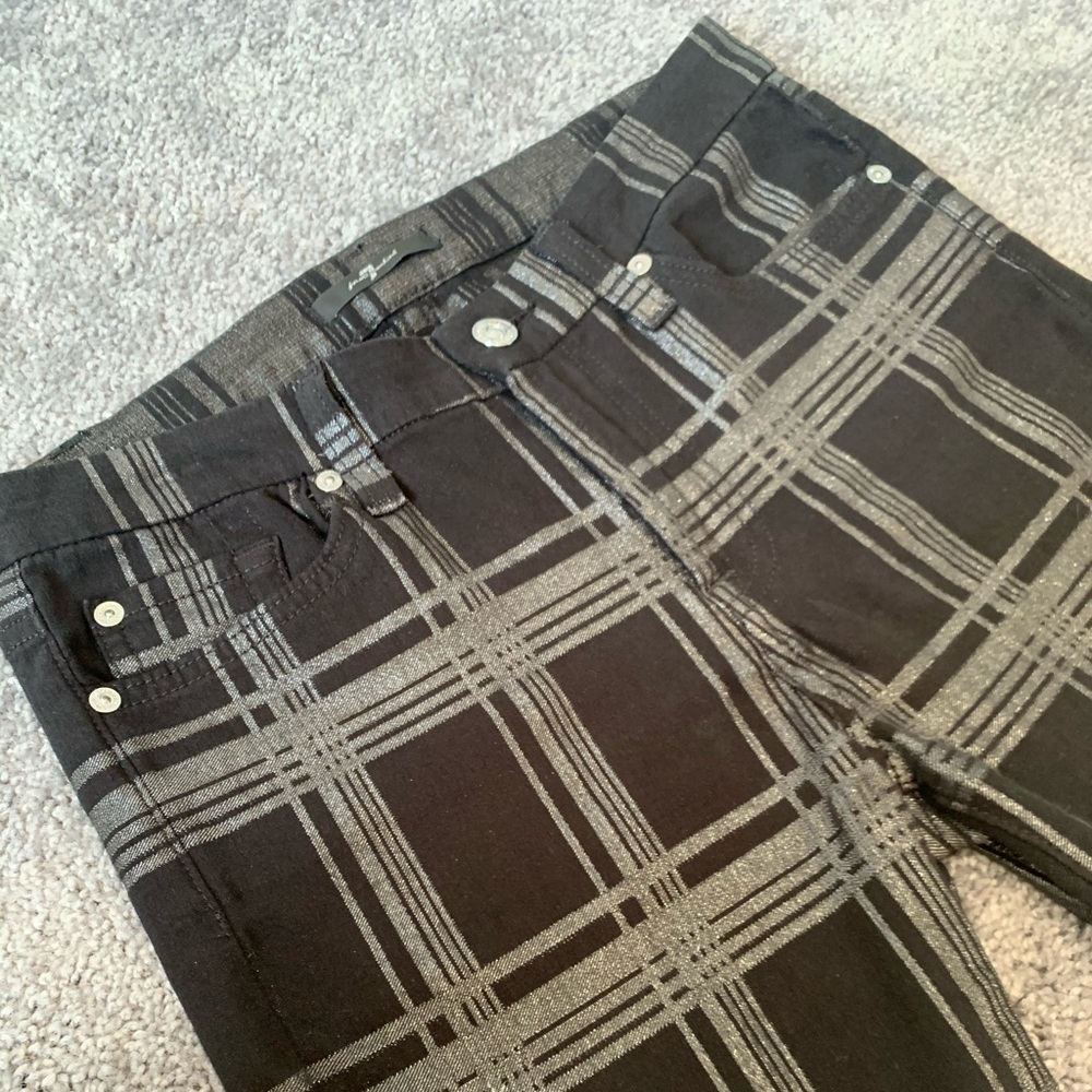 7 for all mankind plaid skinny jeans
